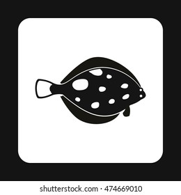 Flounder fish icon in simple style isolated on white background. Inhabitants aquatic environment symbol