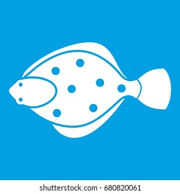 Flounder fish icon white isolated on blue background vector illustration