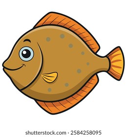 Flounder fish isolated flat vector illustration on white background