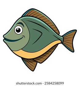 Flounder fish isolated flat vector illustration on white background