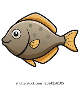 Flounder fish isolated flat vector illustration on white background