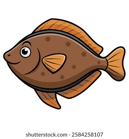 Flounder fish isolated flat vector illustration on white background