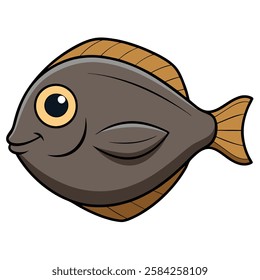 Flounder fish isolated flat vector illustration on white background