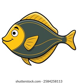 Flounder fish isolated flat vector illustration on white background