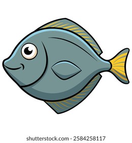 Flounder fish isolated flat vector illustration on white background