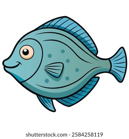 Flounder fish isolated flat vector illustration on white background