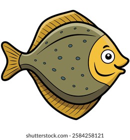 Flounder fish isolated flat vector illustration on white background