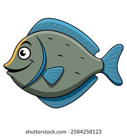 Flounder fish isolated flat vector illustration on white background