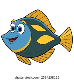 Flounder fish isolated flat vector illustration on white background