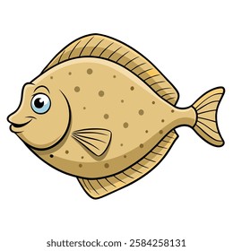 Flounder fish isolated flat vector illustration on white background