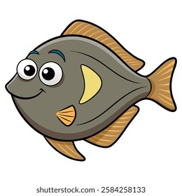 Flounder fish isolated flat vector illustration on white background