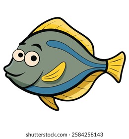 Flounder fish isolated flat vector illustration on white background