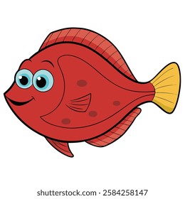 Flounder fish isolated flat vector illustration on white background