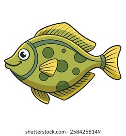 Flounder fish isolated flat vector illustration on white background