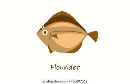 Flounder fish isolated on white. Vector image isolated on white background