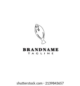 flounder fish logo flat icon design template black modern isolated vector illustration