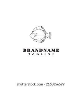 flounder fish logo flat icon design template black modern isolated vector illustration