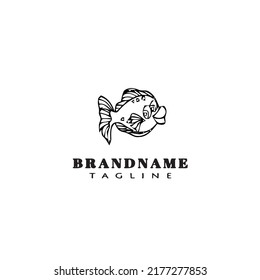 flounder fish logo flat icon design template black modern isolated vector illustration