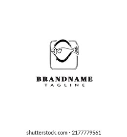flounder fish logo de icono plano plantilla de diseño de vectores aislados negro moderno