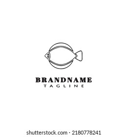 flounder fish logo flat icon design template black modern isolated vector illustration