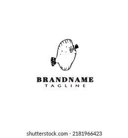 flounder fish logo flat icon design template black modern isolated vector illustration