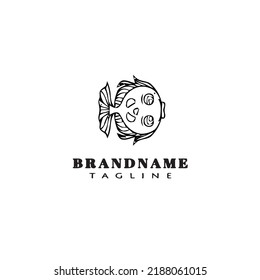 flounder fish logo flat icon design template black modern isolated vector illustration