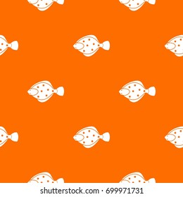 Flounder fish pattern repeat seamless in orange color for any design. Vector geometric illustration