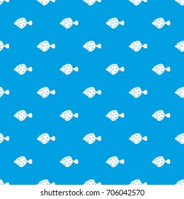 Flounder fish pattern repeat seamless in blue color for any design. Vector geometric illustration