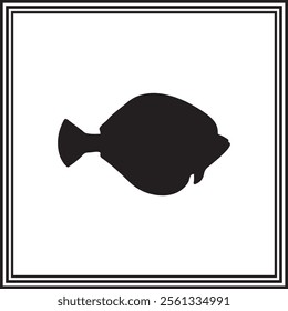 Flounder fish silhouette illustration on white background.