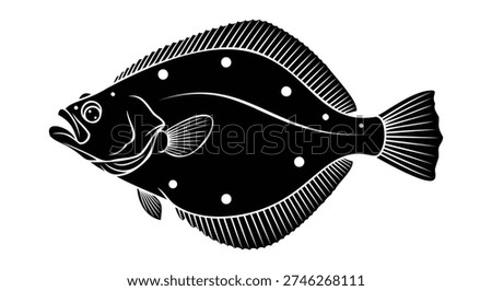 Flounder Fish Silhouette with Spots flatfish seafood