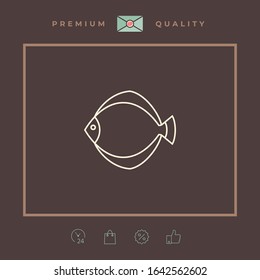 Flounder, flatfish, plaice, sole, fluke, brill - line icon.