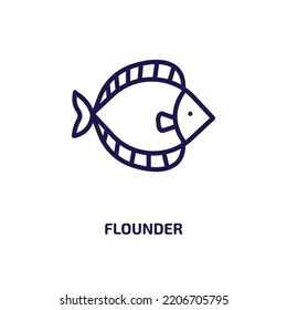 flounder icon from animals collection. Thin linear flounder, sea, seafood outline icon isolated on white background. Line vector flounder sign, symbol for web and mobile