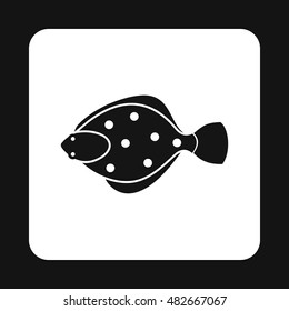 Flounder icon in simple style isolated on white background. Sea creatures symbol vector illustration