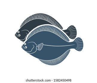 Flounder logo. Isolated flounder on white background