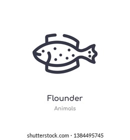 flounder outline icon. isolated line vector illustration from animals collection. editable thin stroke flounder icon on white background