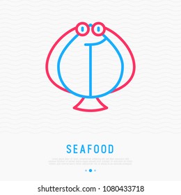 Flounder thin line icon. Modern vector illustration of seafood.