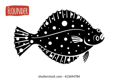 Flounder, vector illustration, cartoon style