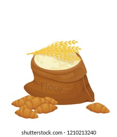 flour in bag, baking vector