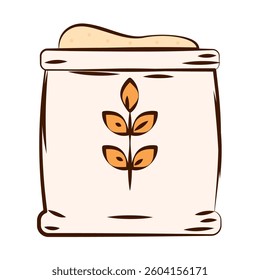 Flour bag cartoon icon. Vector