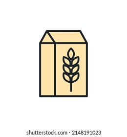 Flour bag icon. Food and bakery isolated line color icons