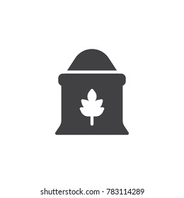 Flour in flour bag icon vector, filled flat sign, solid pictogram isolated on white. Symbol, logo illustration.