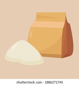 Mehl in der Tasche, Illustration, Vektorgrafik auf weißem Hintergrund