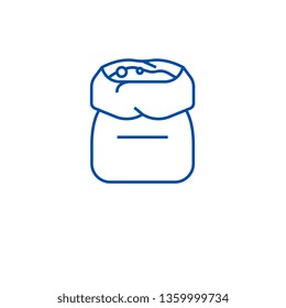Flour bag line icon concept. Flour bag flat  vector symbol, sign, outline illustration.