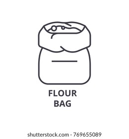 flour bag line icon, outline sign, linear symbol, vector, flat illustration