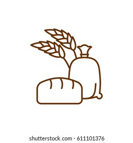 flour bag Line icon. Sign for production of bread and bakery
