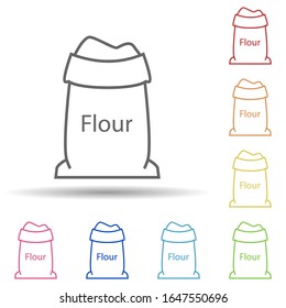 Flour in a bag in multi color style icon. Simple thin line, outline vector of food icons for ui and ux, website or mobile application