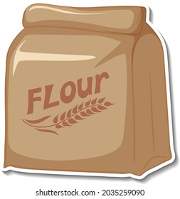 Flour bag package sticker on white background illustration