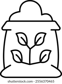 Flour Bag Vector Line Icon Design
