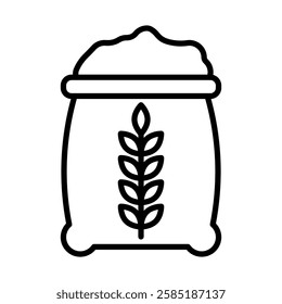Flour Bag Vector Line Icon Design