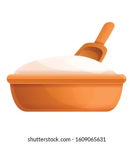 Flour basin icon. Cartoon of flour basin vector icon for web design isolated on white background